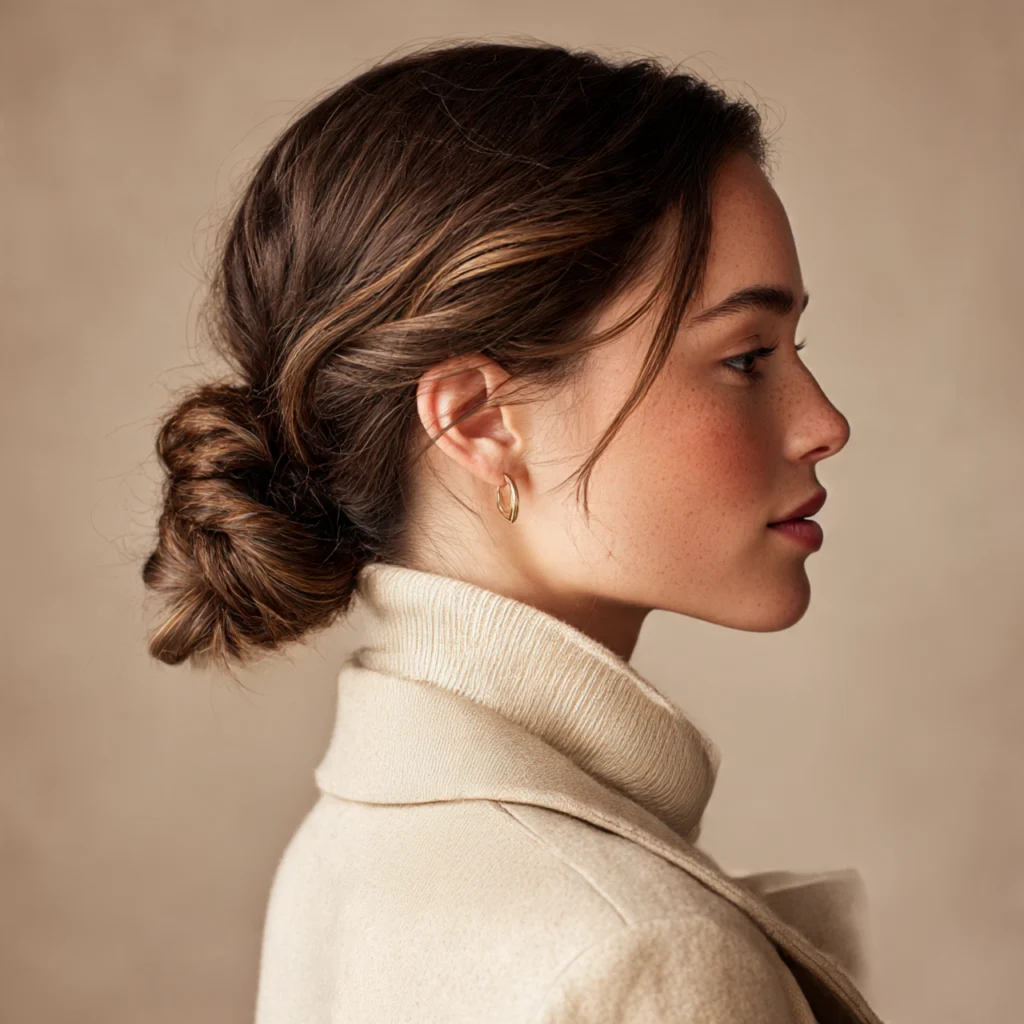 30 Best Long Lasting Hairstyles That Stay Perfect All Day 3 Low Twisted Bun