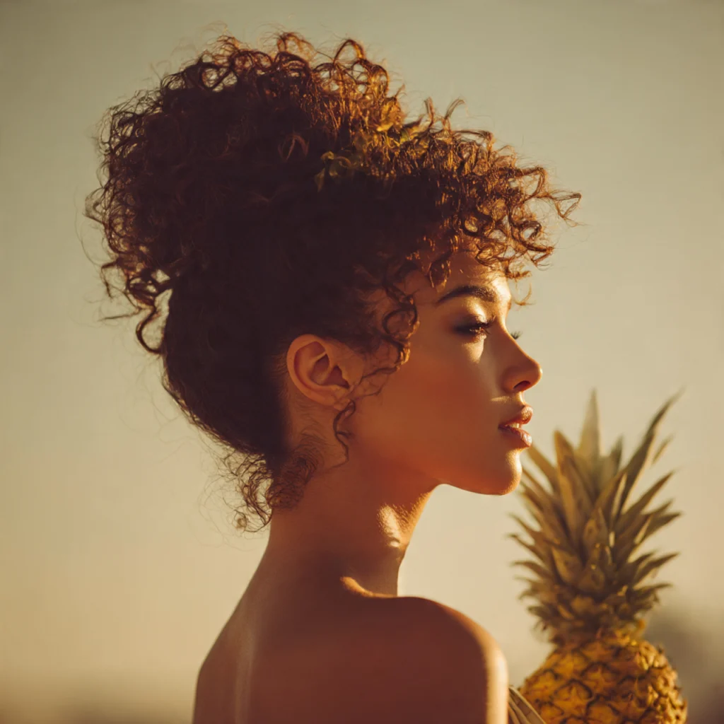 Curly Pineapple Updo
