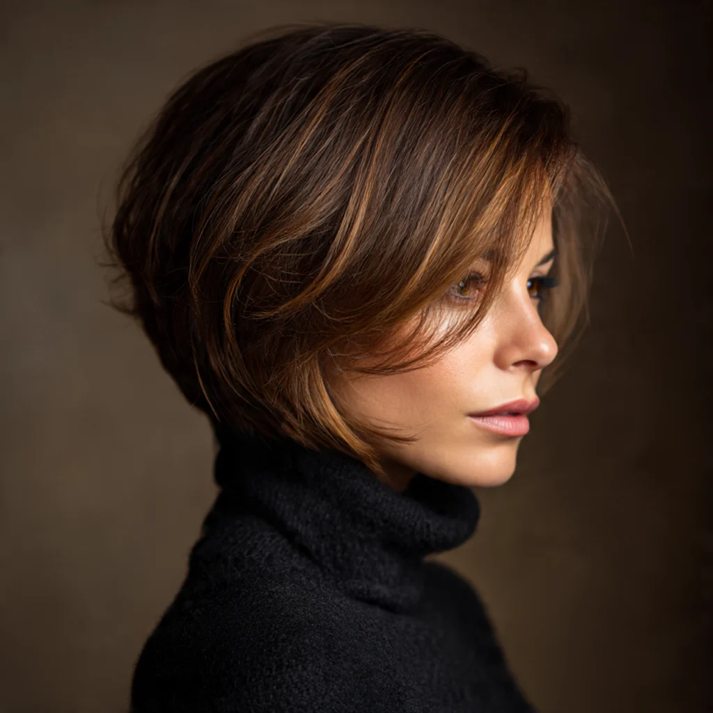 Stacked Bob with Side Part