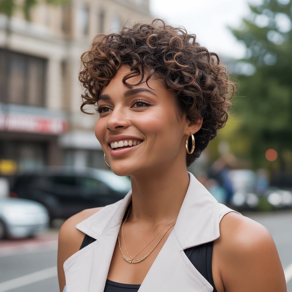 Curly Pixie with Volume