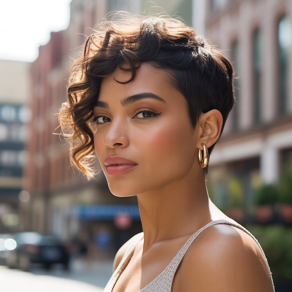 Pixie Hairstyles for Black Women with Curls on Top