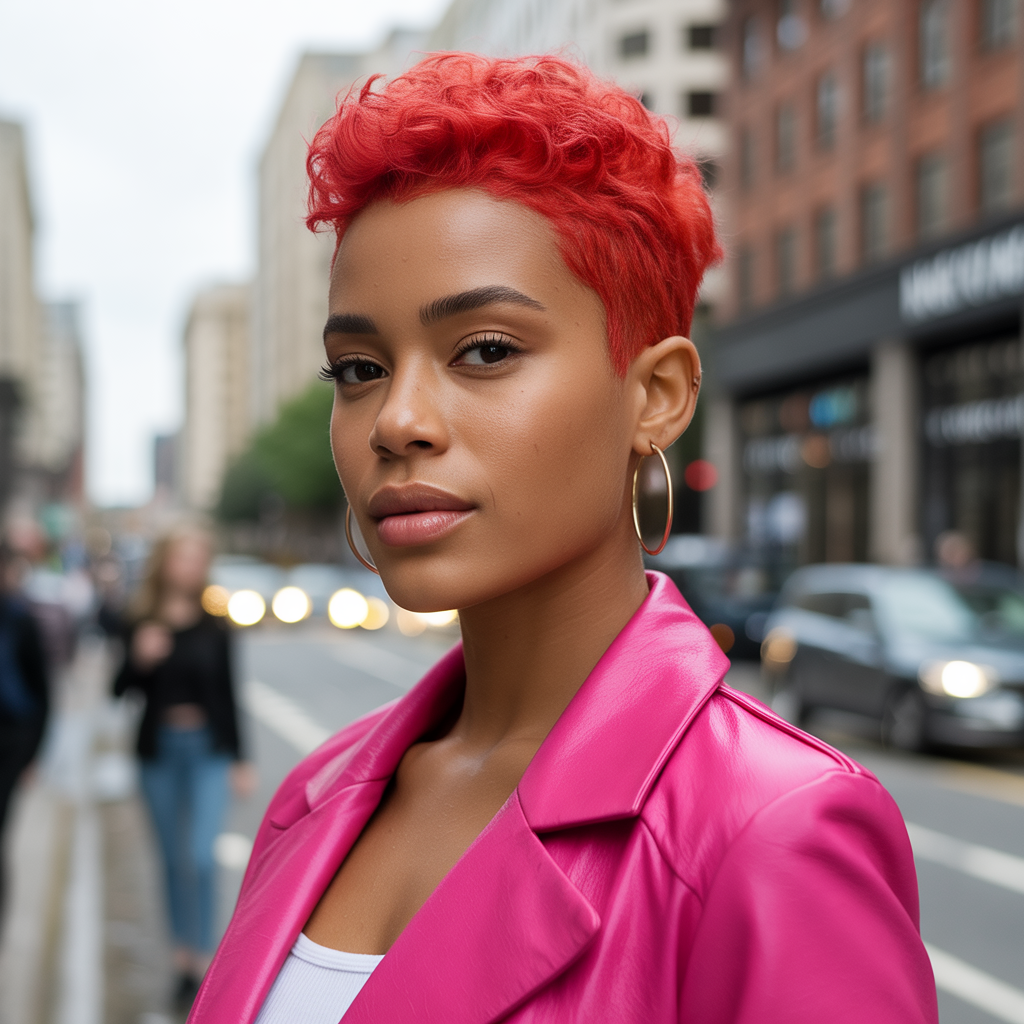 Red Pixie with Fire Vibe