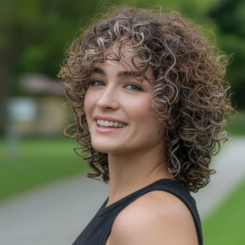 Silver Highlights for Curly Brown Hair