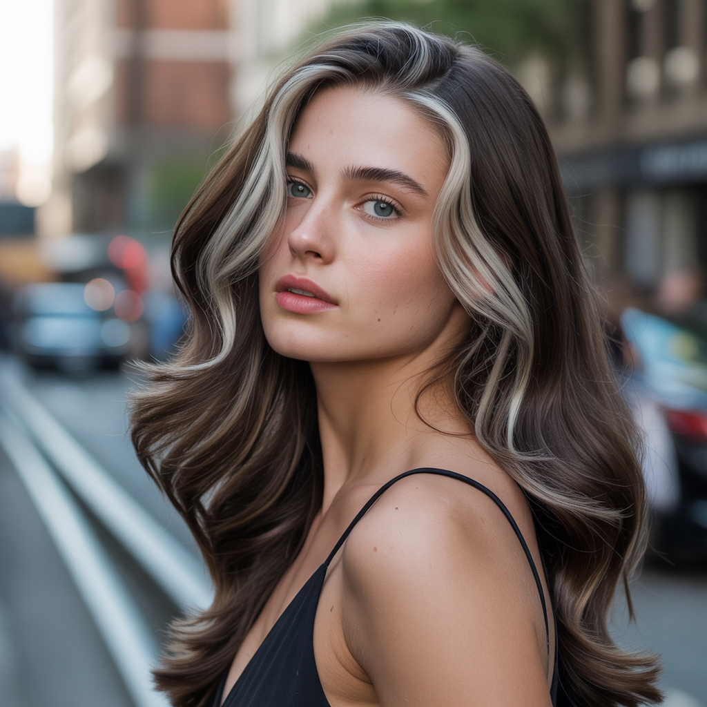 Silver Highlights with Dark Chocolate Brown