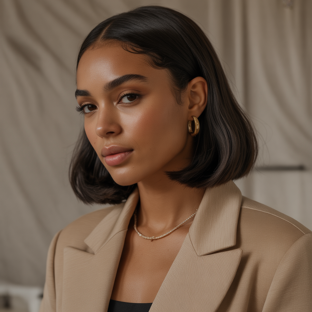 Sleek Middle Part Straight Style