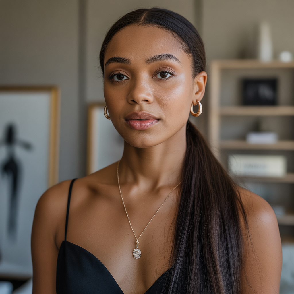 Long Straight Hair with Sleek Ponytail