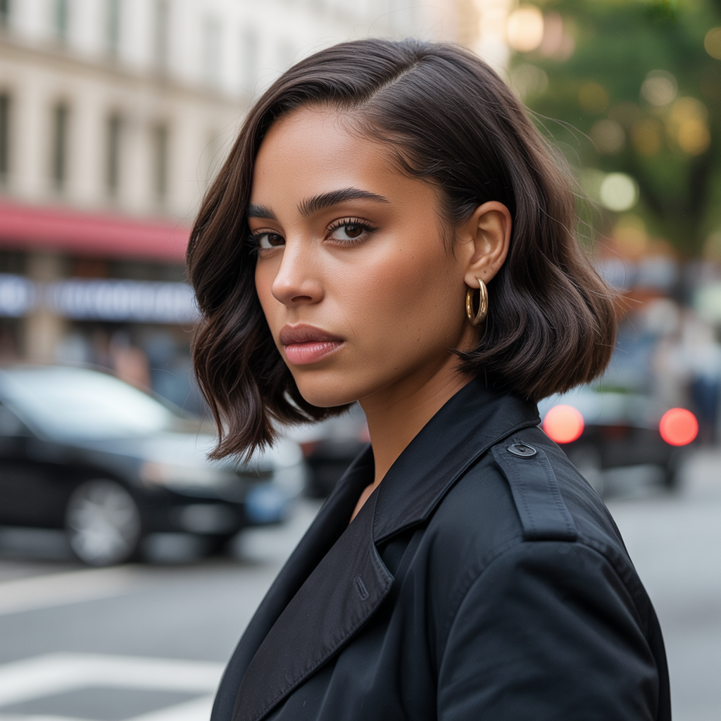 Bob with Middle Part Straight Finish