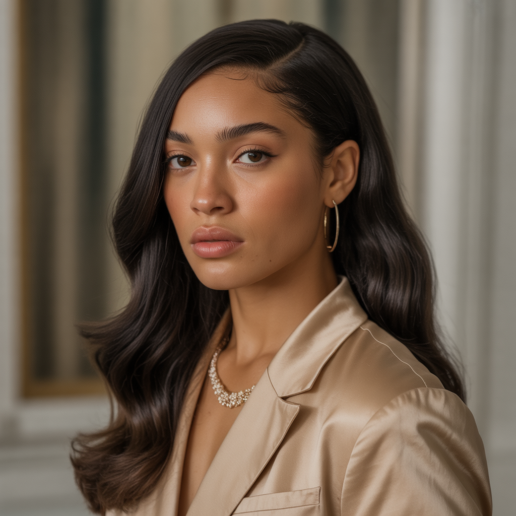 Straight Hair with Deep Side Part