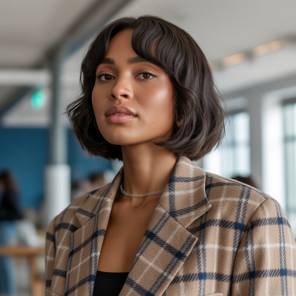 Straight Bob with Side-Swept Bangs