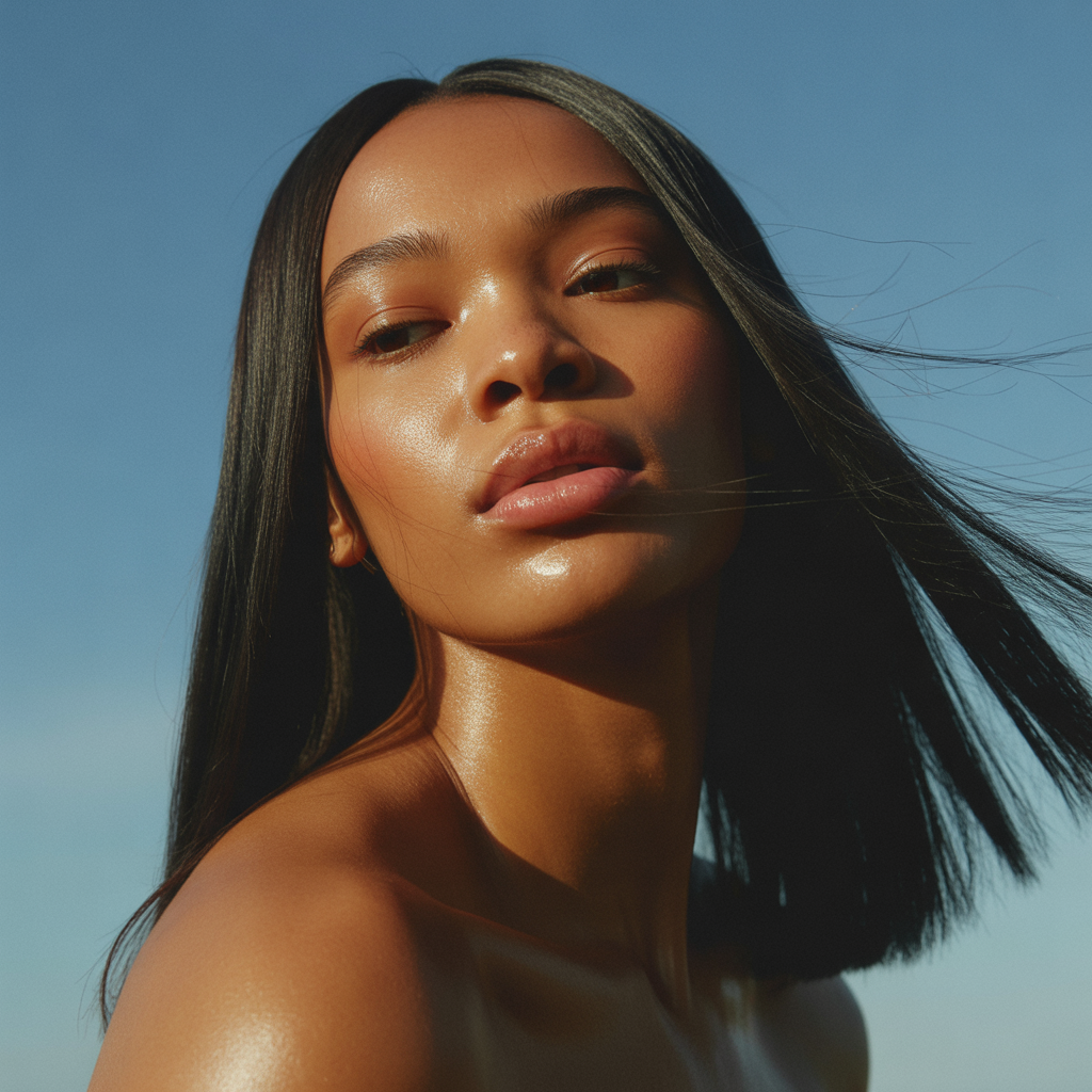 Straight Hair with Shiny Finish Spray