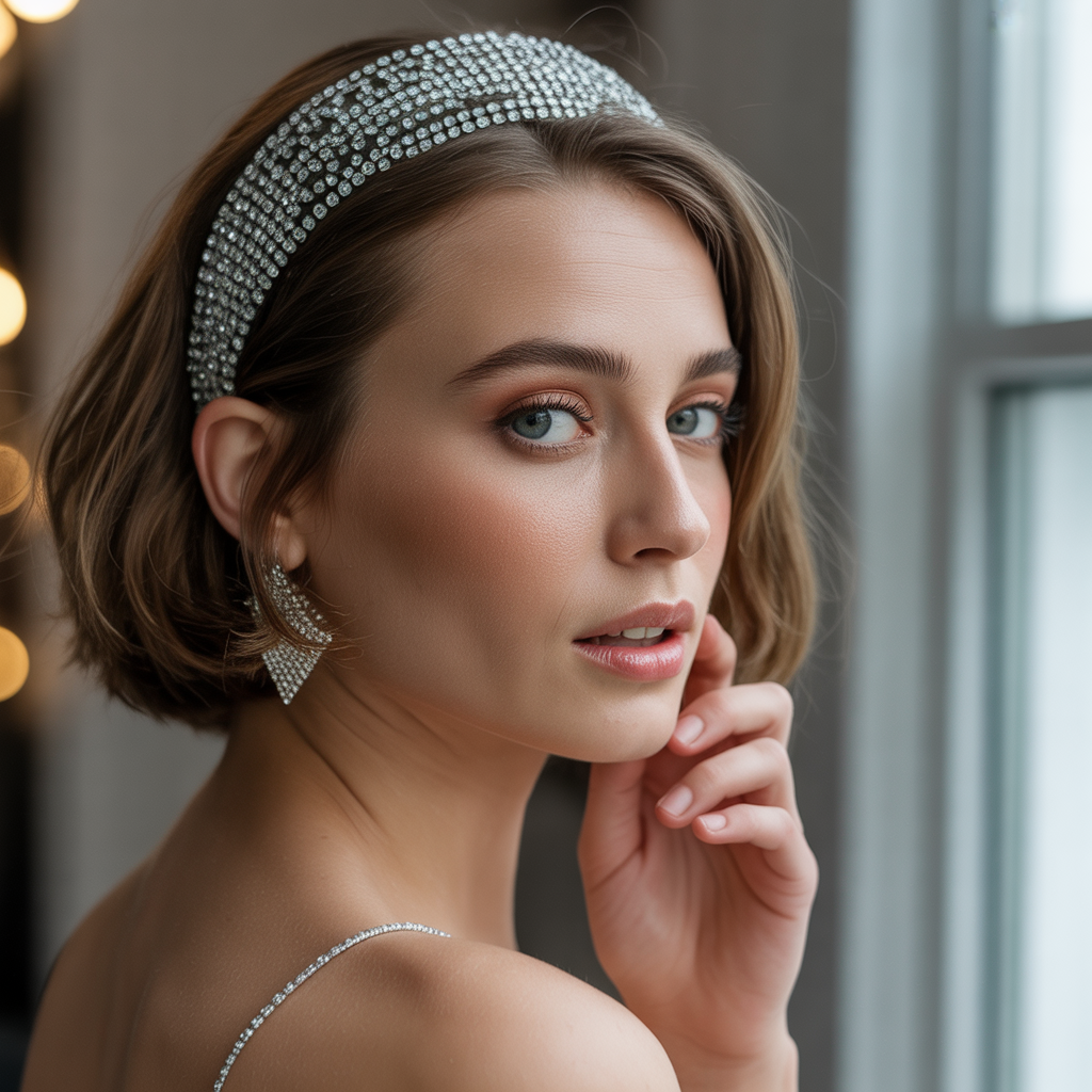 Short Hair with Pearl Clips