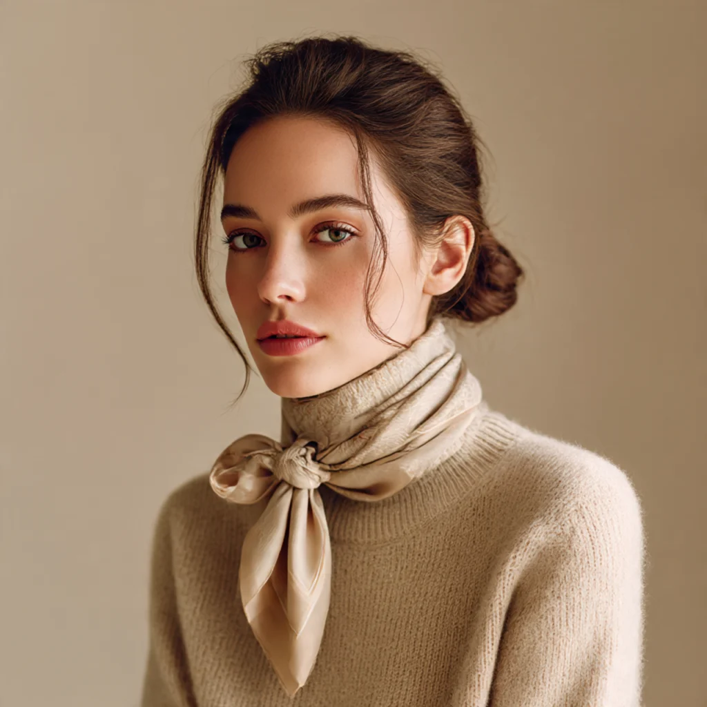 30 Best Long Lasting Hairstyles That Stay Perfect All Day 26 Low Knot with Scarf