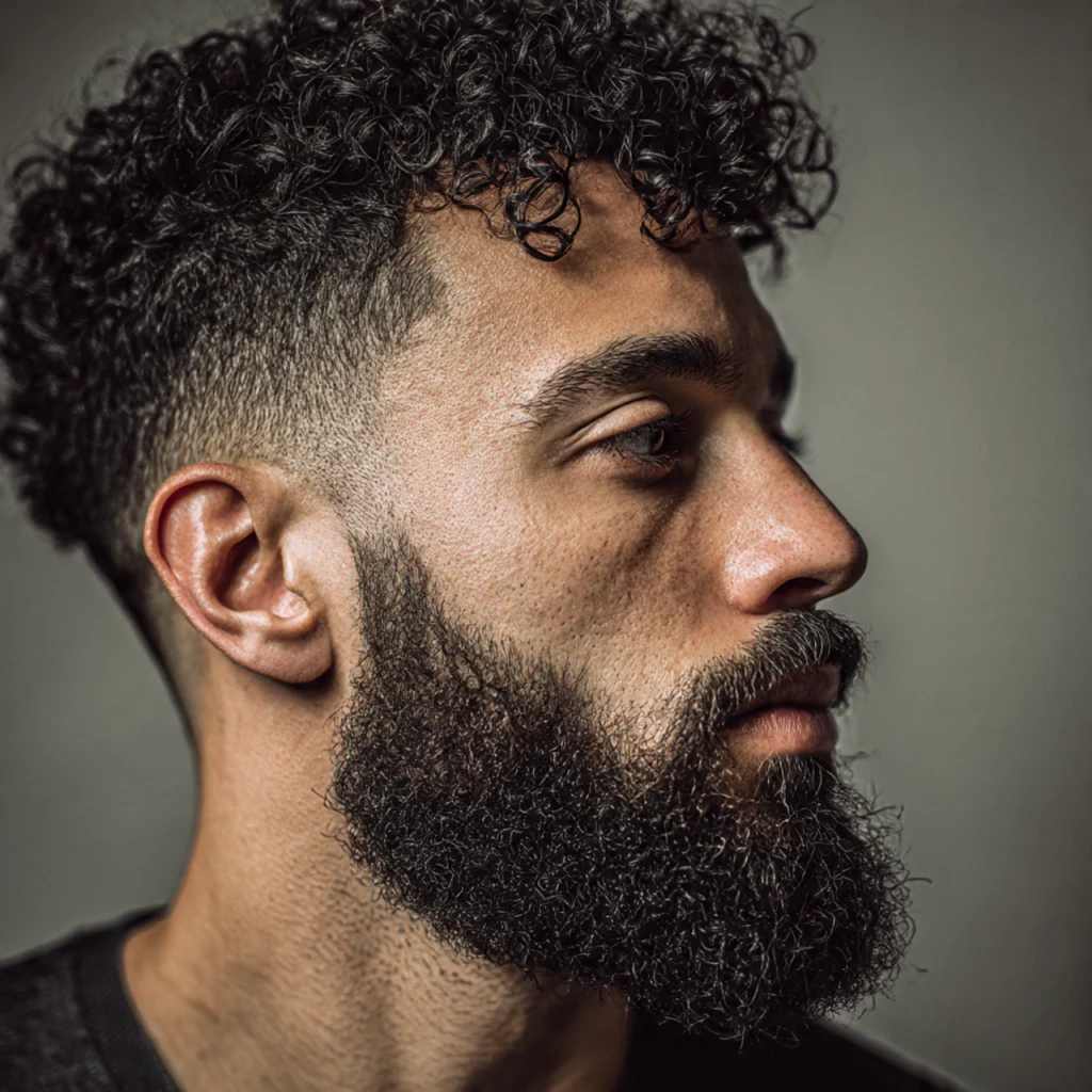 Curly Fade with Beard