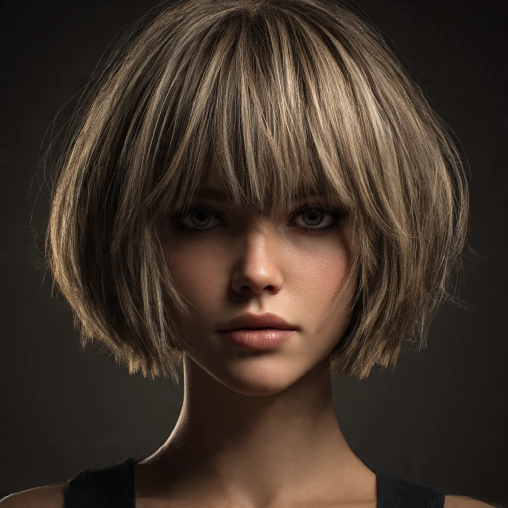 Voluminous Bob with Bangs