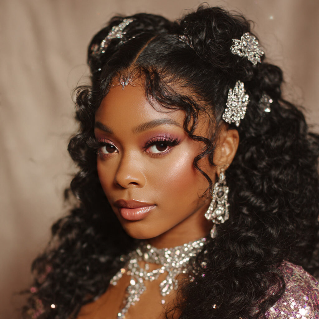 Loose Curls with Rhinestone Clips