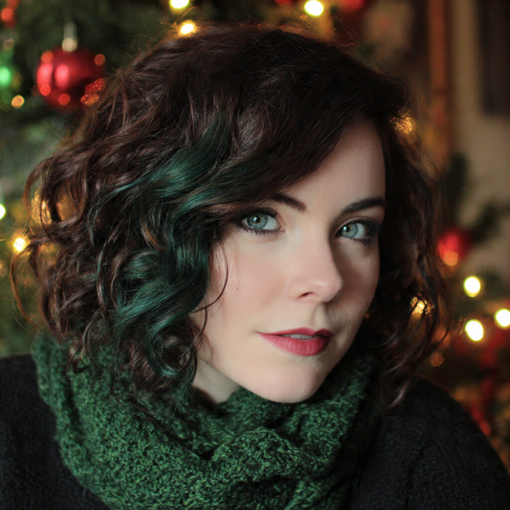 Emerald Green Streak Hairstyle Idea