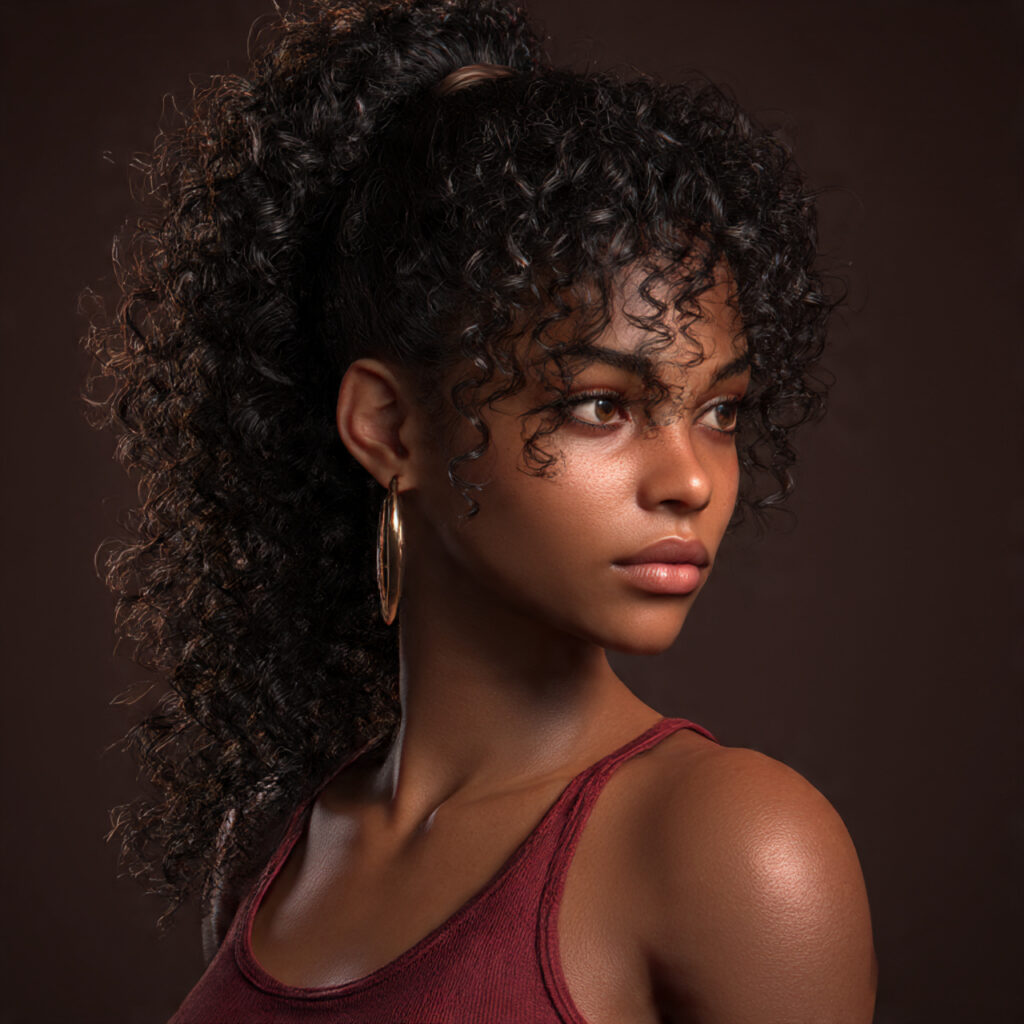 Curly Natural Ponytail For Volume Goals