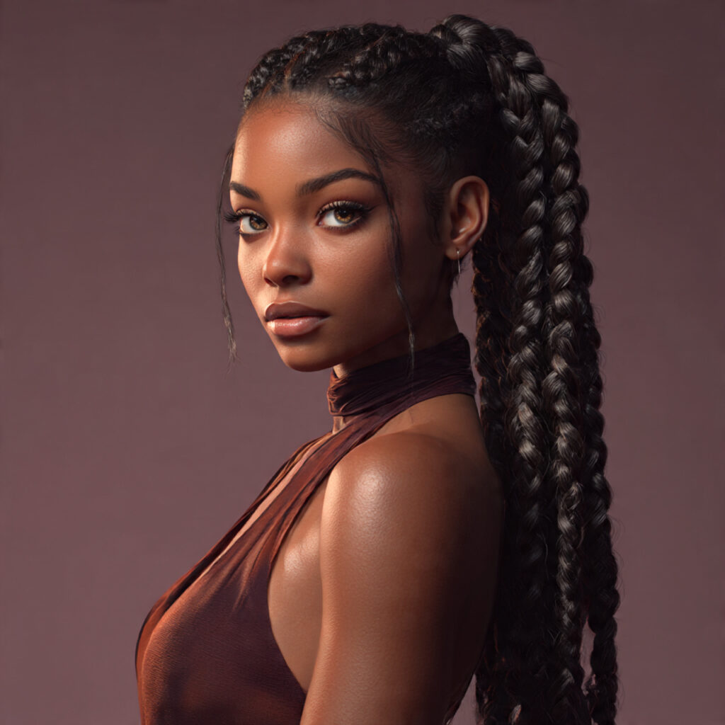 Braided Ponytail With Feed-Ins For Extra Length