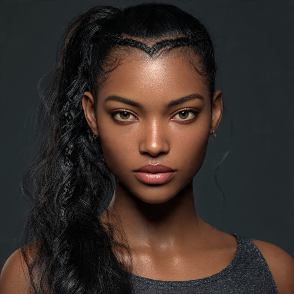 Ponytail With Zigzag Parting For Deluxe Details