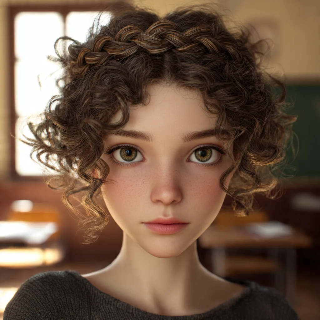 Braided Crown for Curly Hair