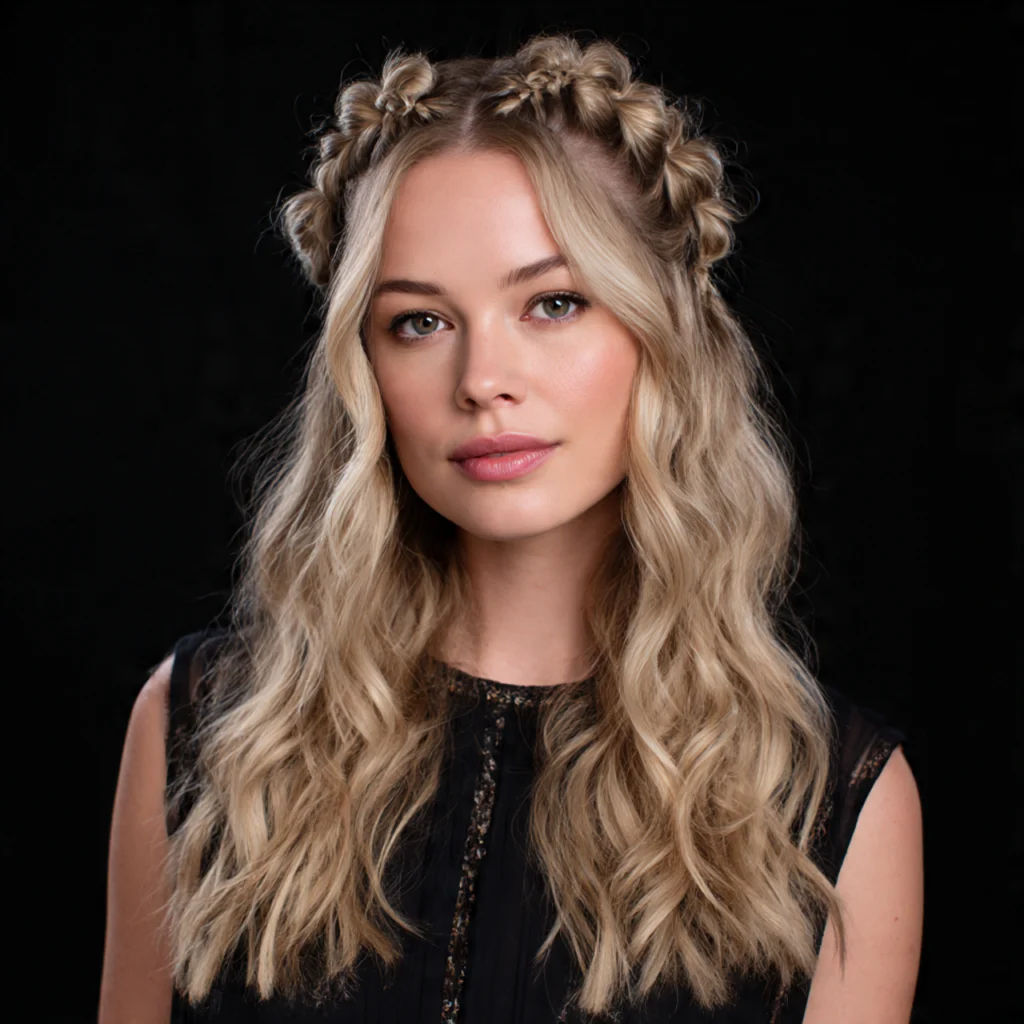 Half-Up Double Bubble Braid