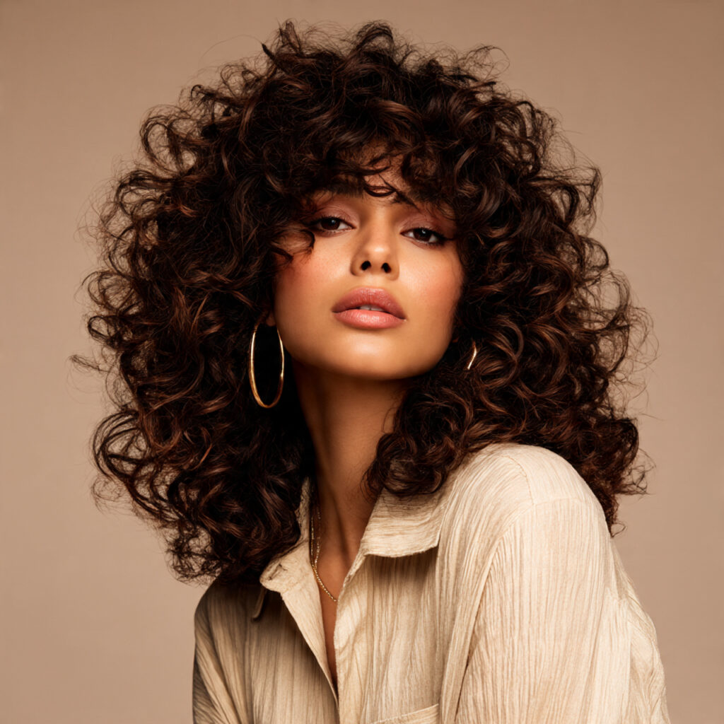 Curly Layers with Bangs