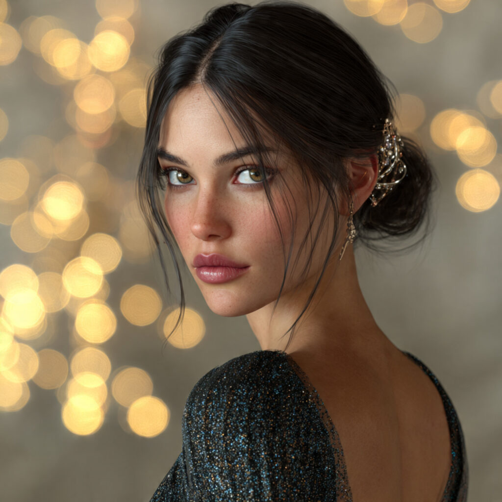 Elegant Holiday Low Bun Hairstyle Idea