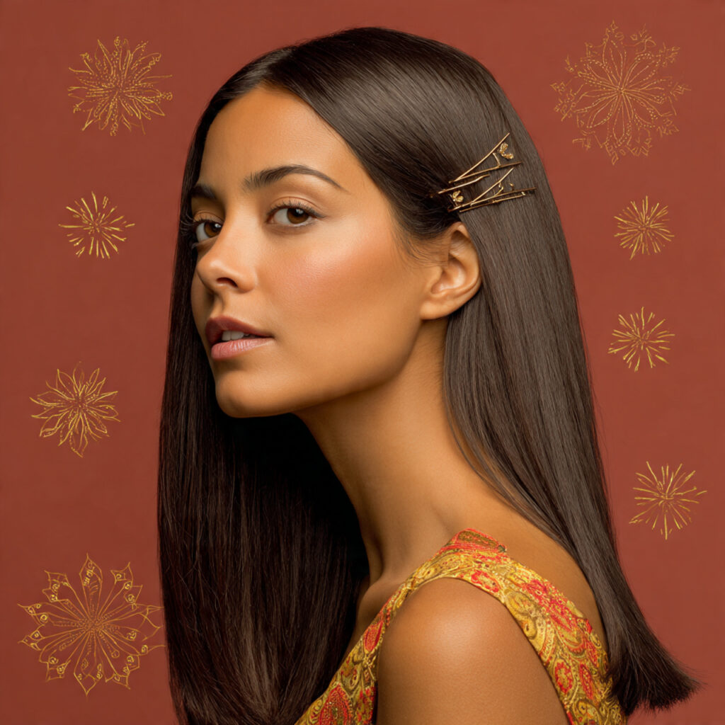 Sleek Middle-Part Holiday Hairstyle Idea