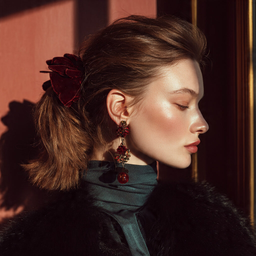 Ponytail with velvet accessories ideas