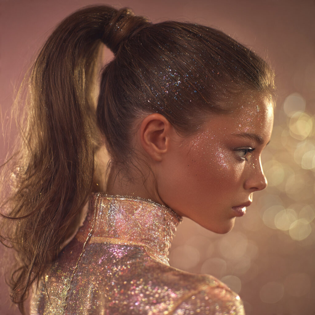 Ponytail with glitter highlights ideas