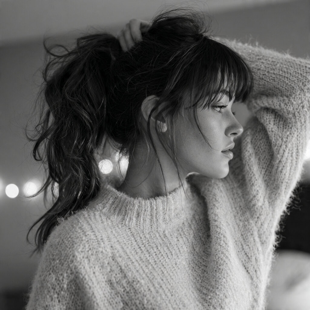 Messy ponytail cozy Christmas ideas