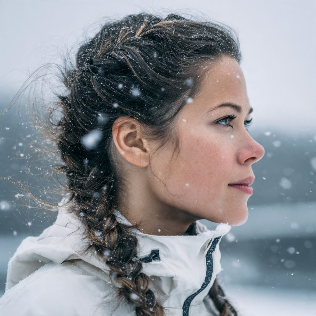 Snowy Day French Braid Look
