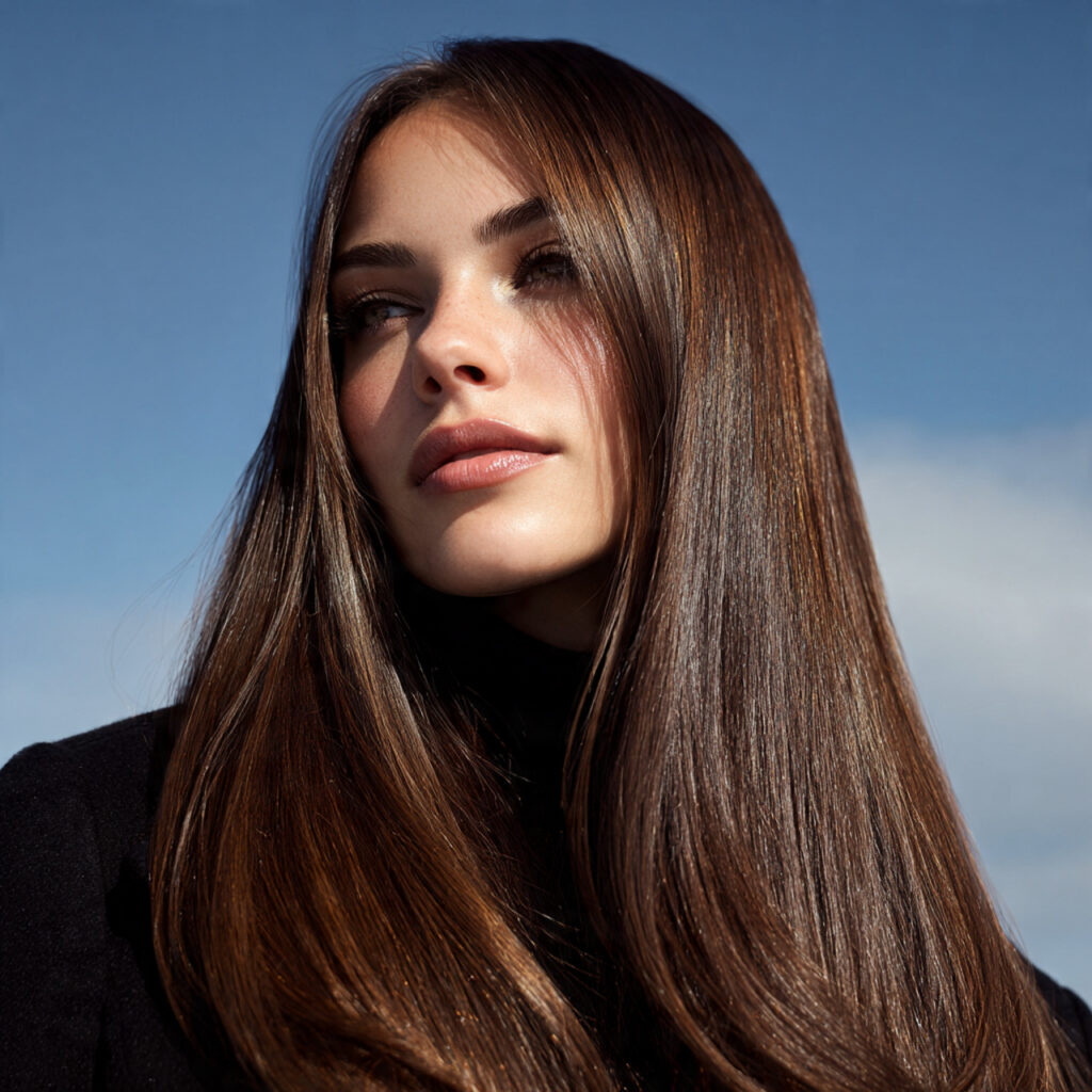Glossy Straight Winter Hair Ideas