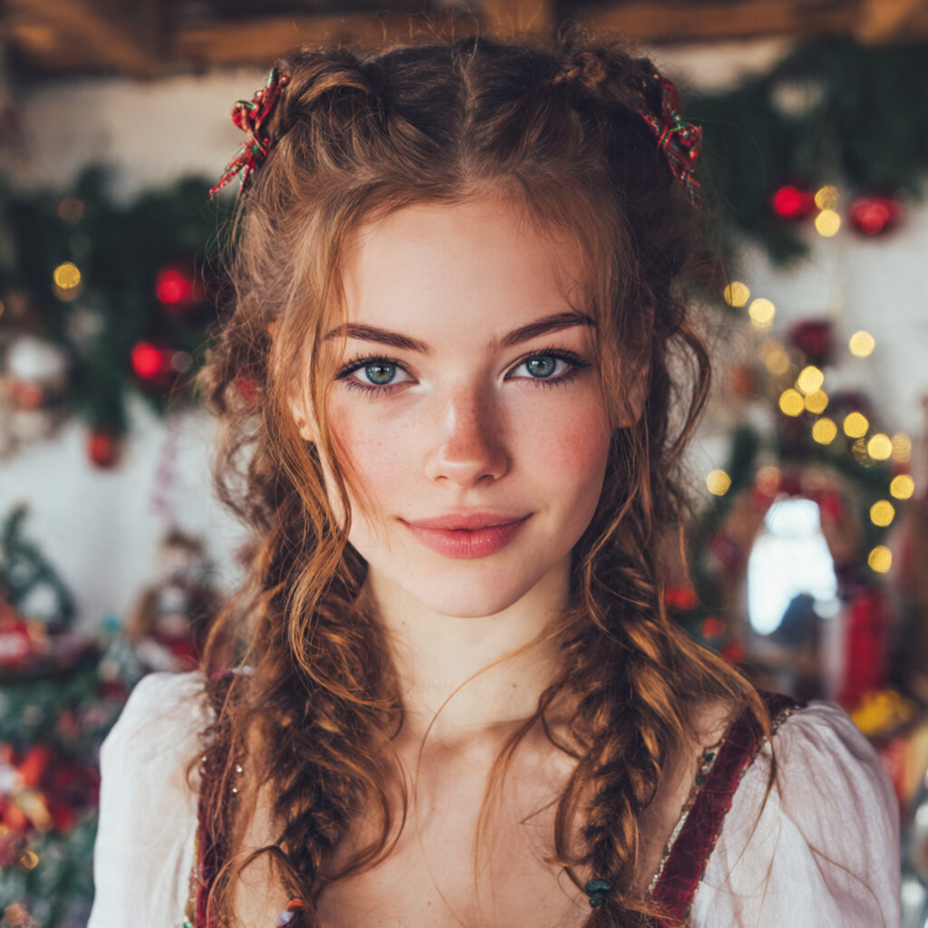 Braided Christmas Hairstyle Ideas With Accessories