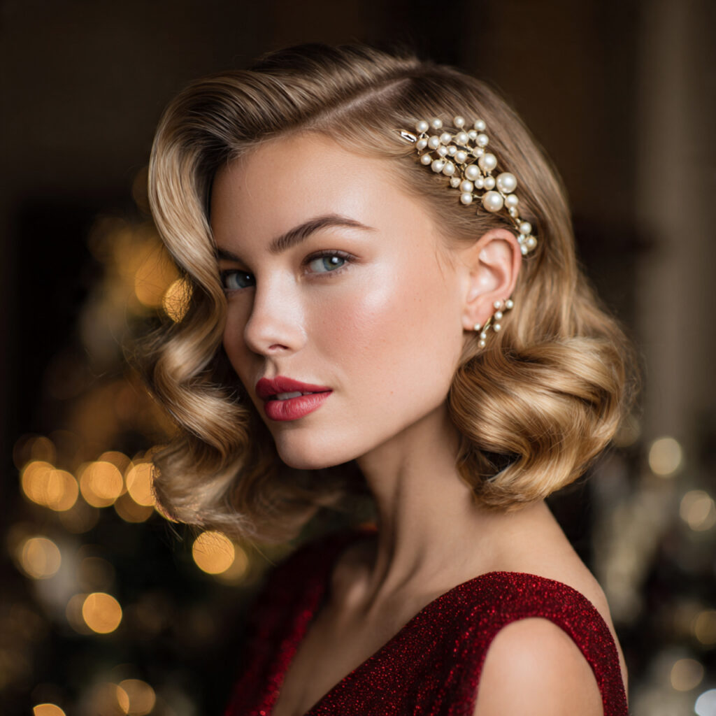 Pearl-Embellished Christmas Hairstyle Ideas