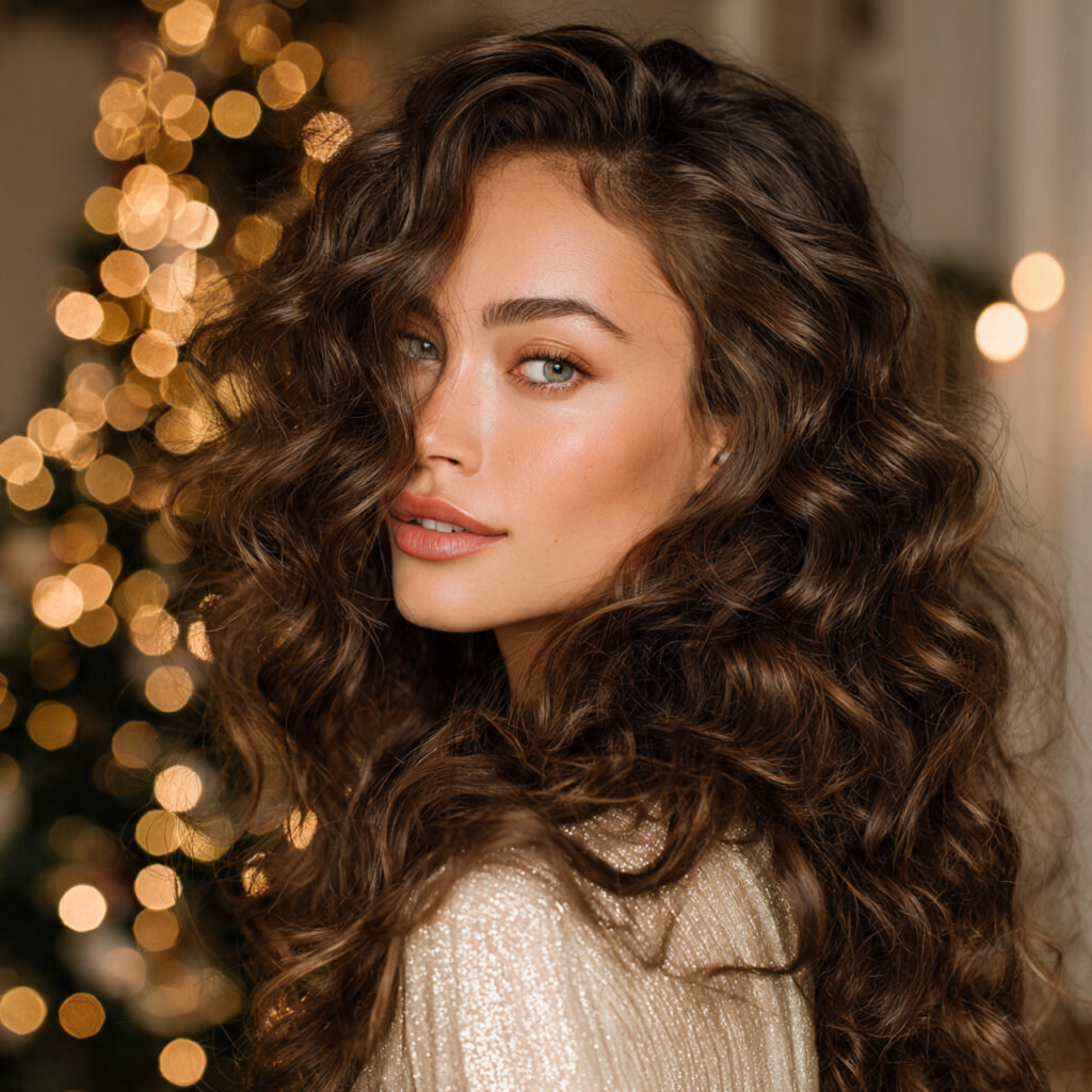 Romantic Loose Curls Christmas Idea