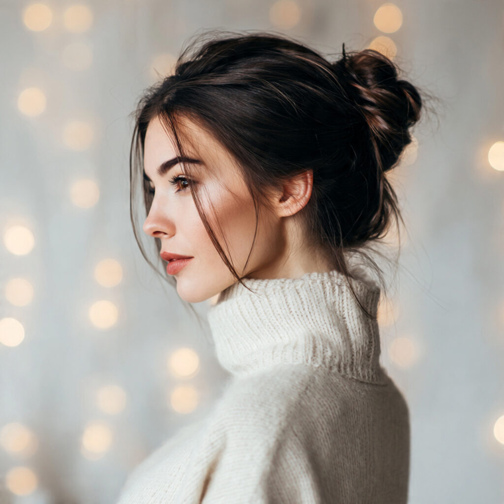 Low bun Christmas hairstyle ideas