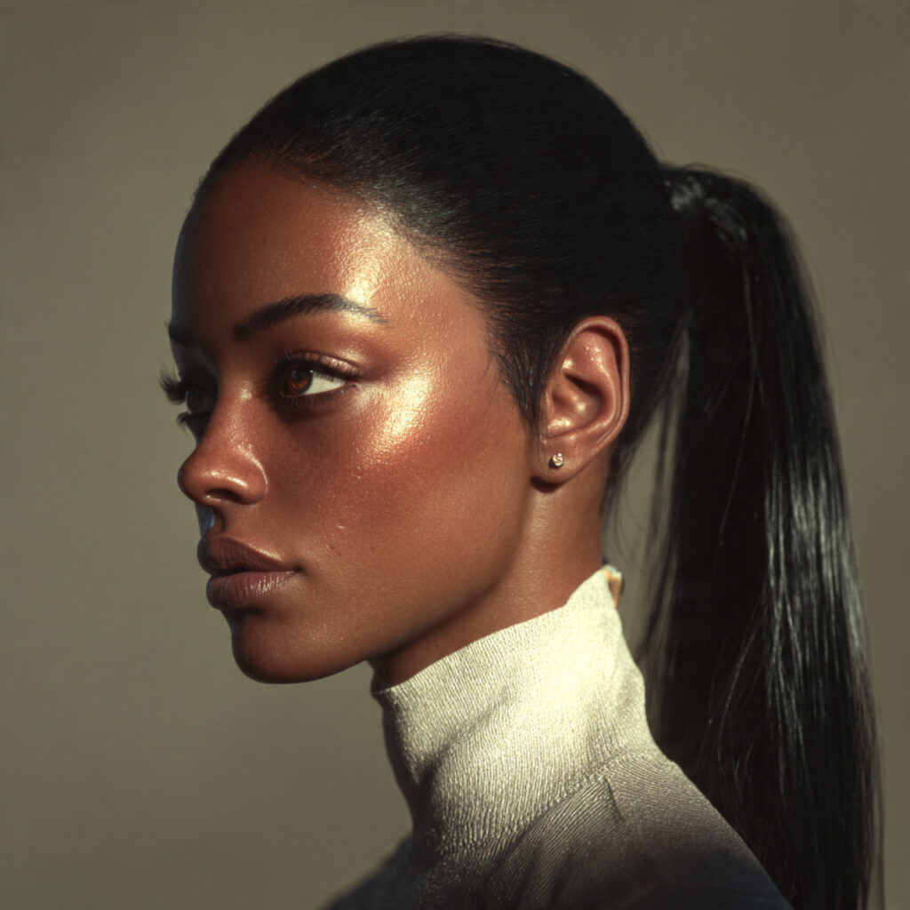 Deep-Side-Part Low Ponytail Idea