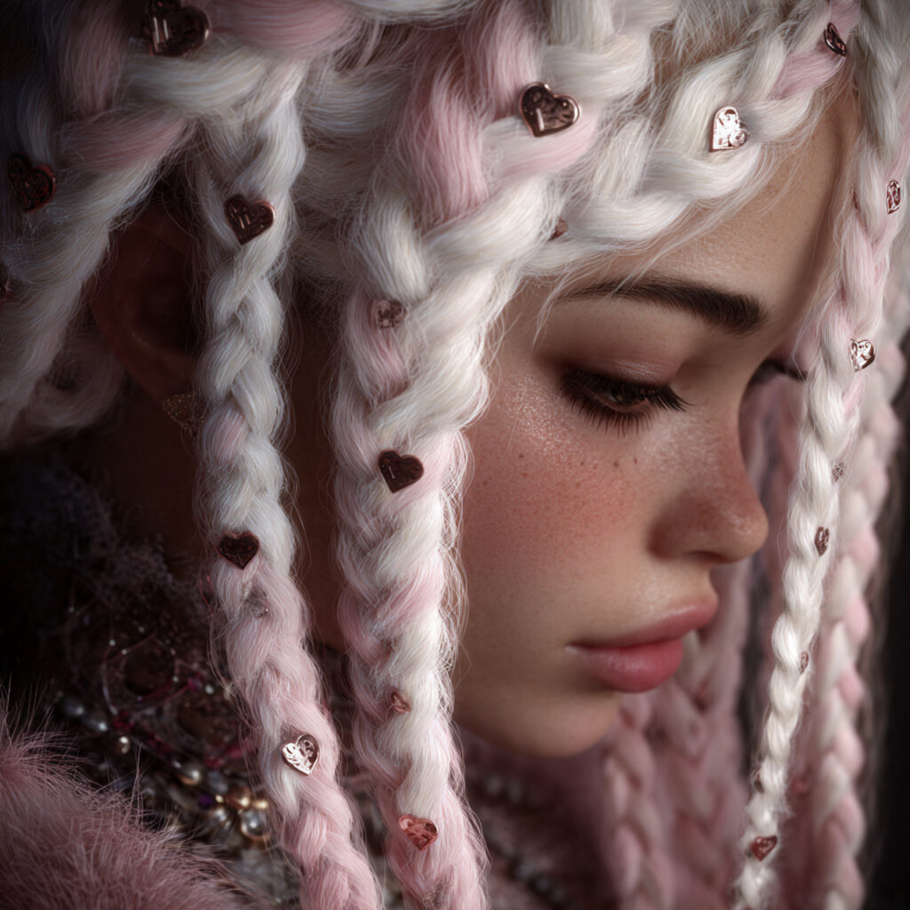 high quality close up of a unique woman with 7