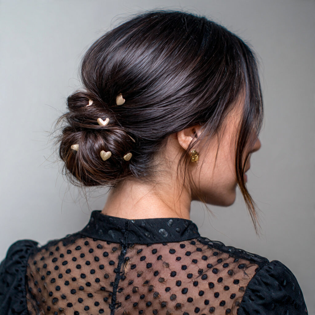 Low Twisted Bun Heart Shape