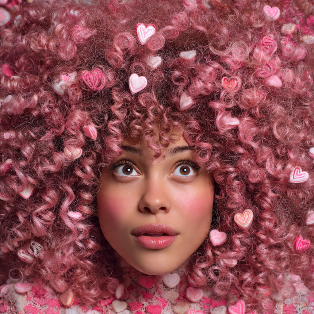 Curly Fro with Pink Clips Idea