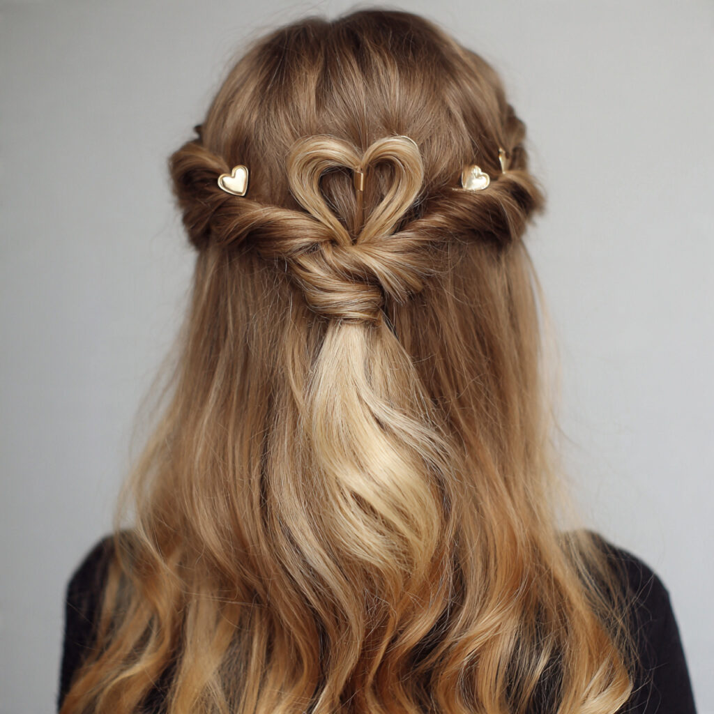 Half-Up Twist with Mini Hearts