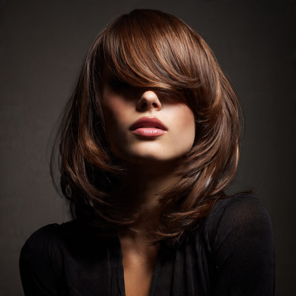 Side Swept Bangs with Collarbone Cut