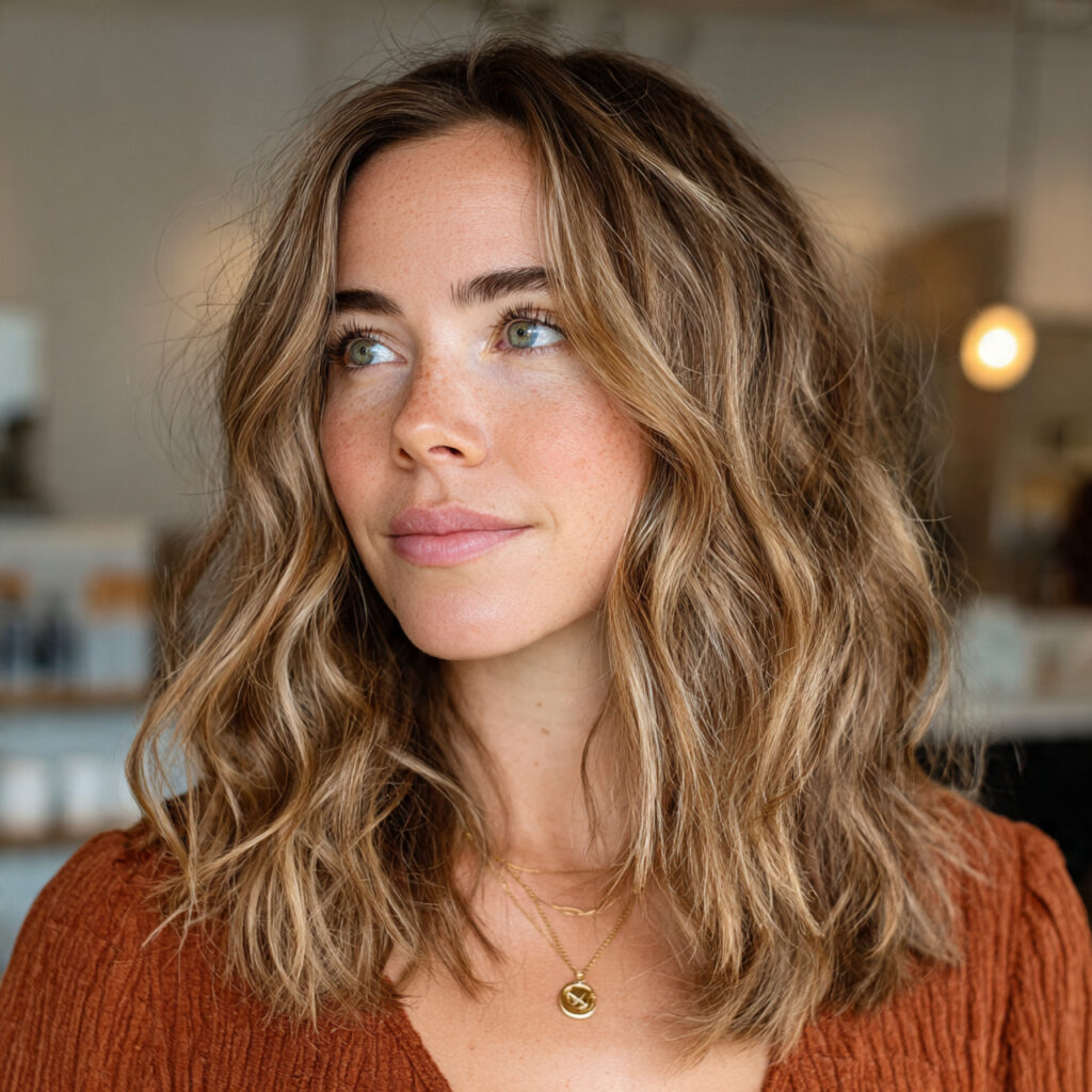 Wavy Midi Cut with Subtle Highlights