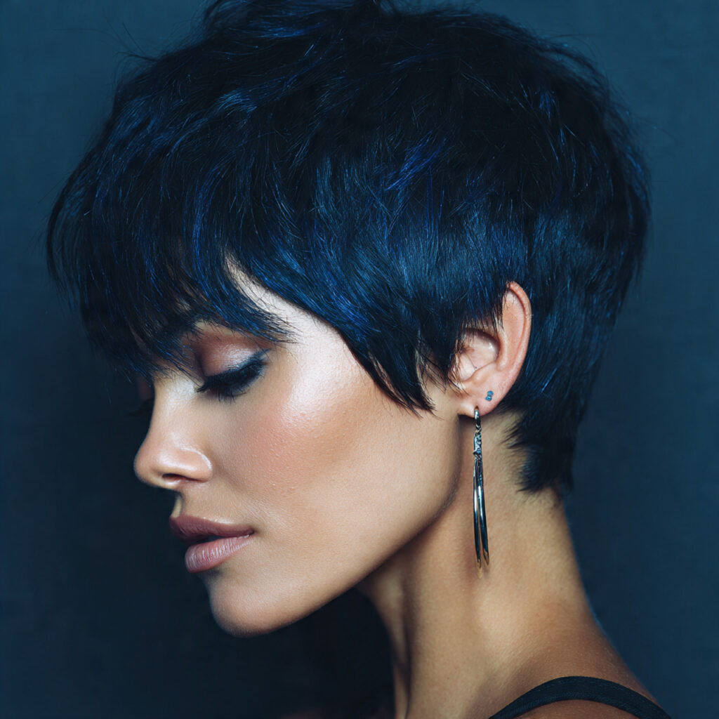 Midnight Blue Pixie Cut