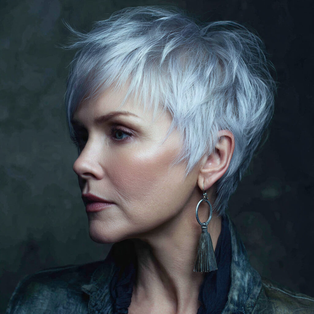 Silvery Gray Pixie Cut