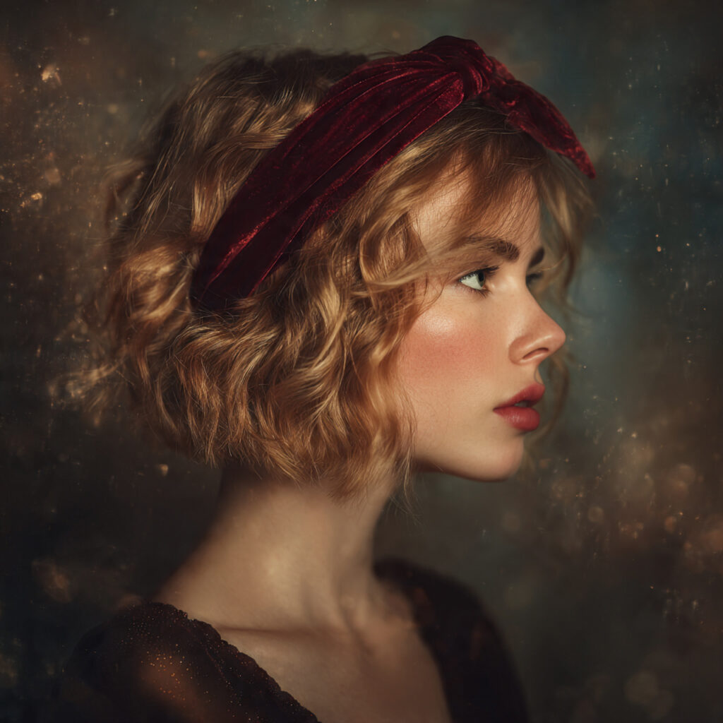 Wavy Bob with Velvet Ribbon Idea