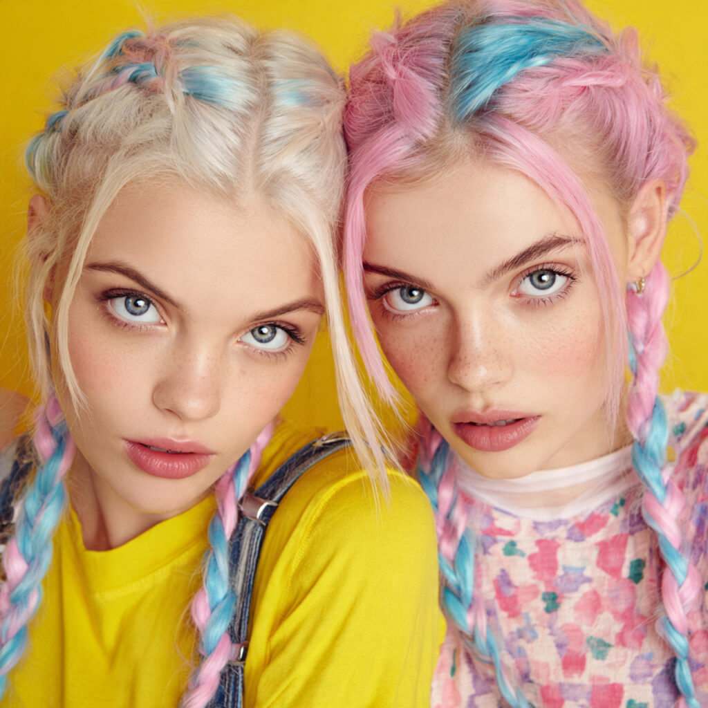 Double Dutch Braids with Pastel Extensions Ideas